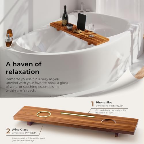 35" L Bathtub Caddy Tray with Accessories Holders