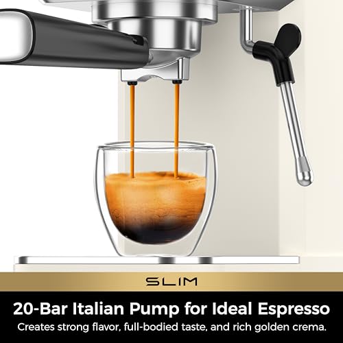 Slim Espresso Machine with Milk Frother for Home Cappuccino
