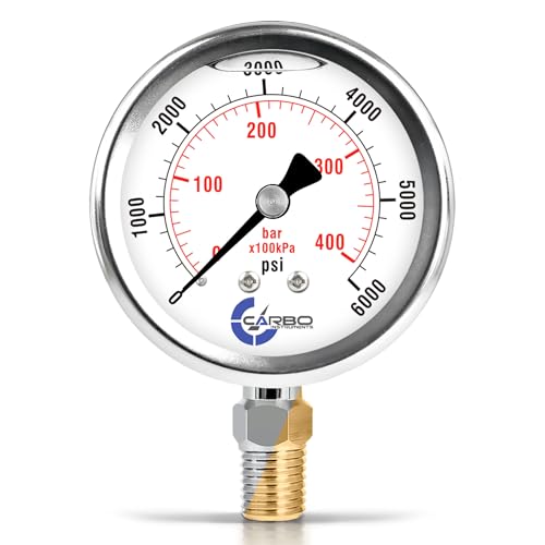 Carbo 6000 PSI Liquid Filled Pressure Gauge with NIST Traceable Certificate