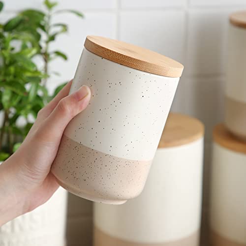 Sabine Small Ceramic Canister with Airtight Wood Lid