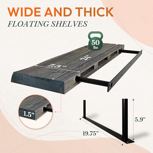24'' Live Edge Floating Shelves for Wall (2 Count)