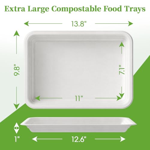 50 Pack 14 in Compostable White Disposable Food Crawfish Trays (50 Count)