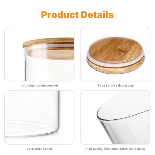 6 Pack Glass Food Storage Jars Set (6 Count)