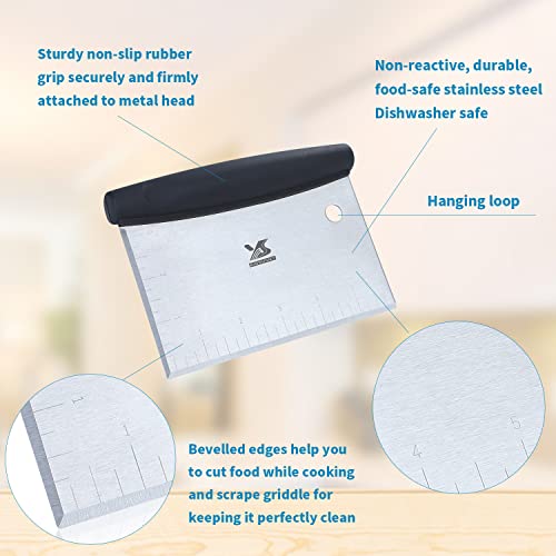 Dough Scraper Baking Pastry Cutter Good Grip Pastry Scraper Chopper Stainless Steel Dough Cutter