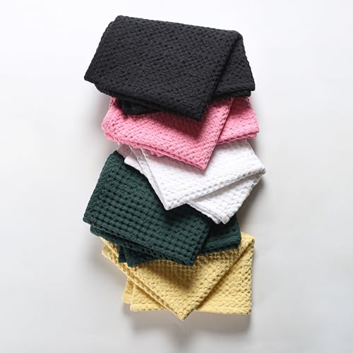 4 Pack Premium Waffle Kitchen Towels with Hanging Loop 16x26 inches