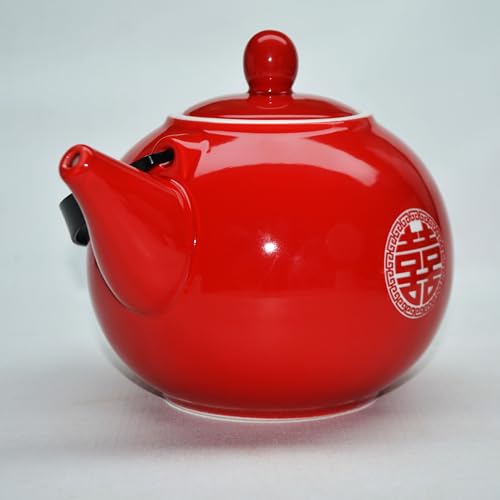 Chinese Teapot 28oz Porcelain Tea Pot Red