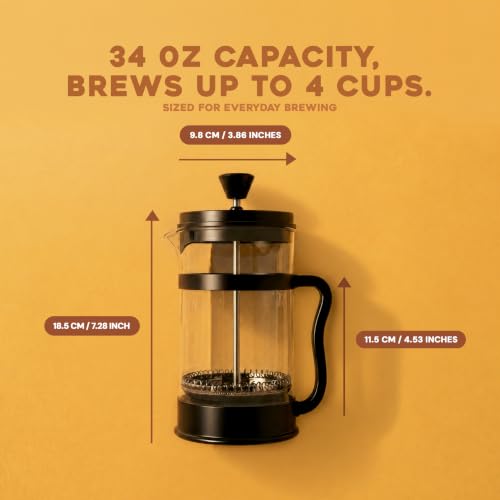 Borosilicate Glass French Press Coffee Maker 34 Oz