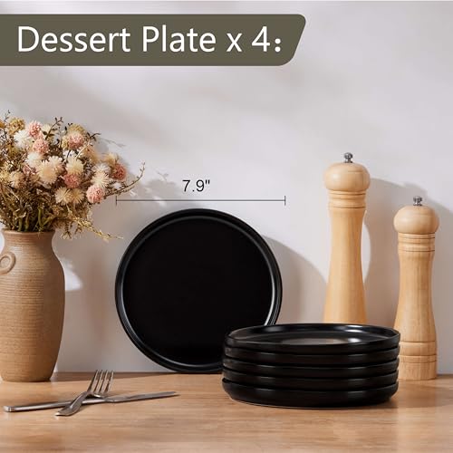 4 Piece Stoneware Small Dinner Plates Set