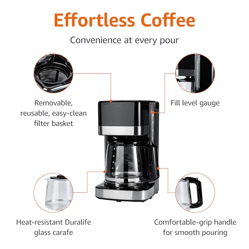 12 Cup Drip Coffee Maker with Glass Carafe