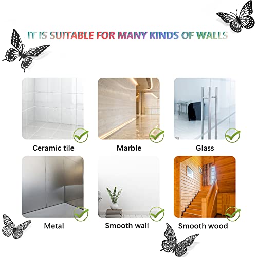 3D Butterfly Wall Decor 48 Pcs Black Butterfly Decoration Sticker (48 Count)