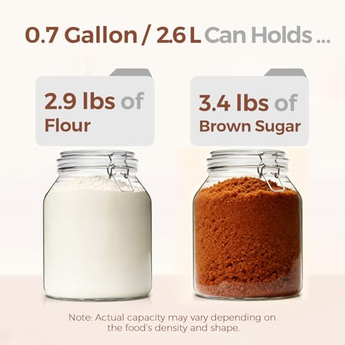 Glass Pantry Jars with Airtight Lids 0.7 Gal 2 Pack Wide Mouth Flour (2 Count)