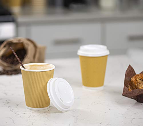 12 oz. 500 Count Insulated Kraft Ripple Paper Hot Cups (100 Count)
