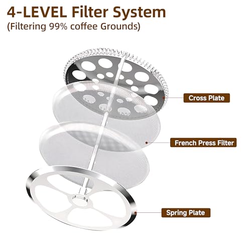 34 Ounce French Press Coffee Maker Chromium Stainless Steel Coffee Press