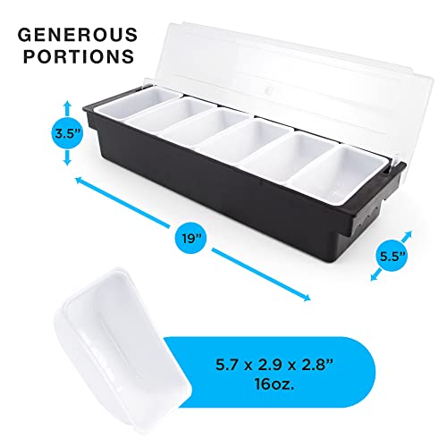 6 Tray Bar Top Food & Garnish Station with Lid