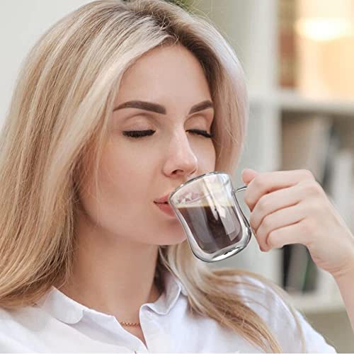 Espresso Cups 4 Oz Double Walled Glasses Coffee Mugs Set of 2 120 ml (2 Count)