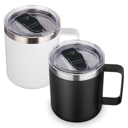 14oz Insulated Stainless Steel Coffee Mug with Lid Bulk 2 Pack (2 Count)