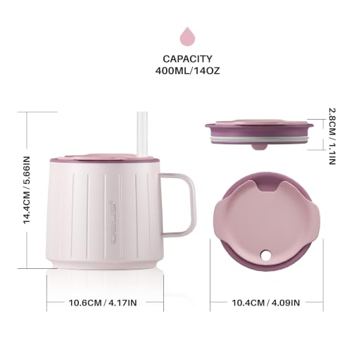 14 oz Insulated Coffee Mug with Lid and Straw