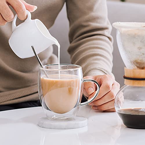 6 Pack Double Walled Coffee Cups Glasses Mug 12oz Borosilicate Glass (6 Count)
