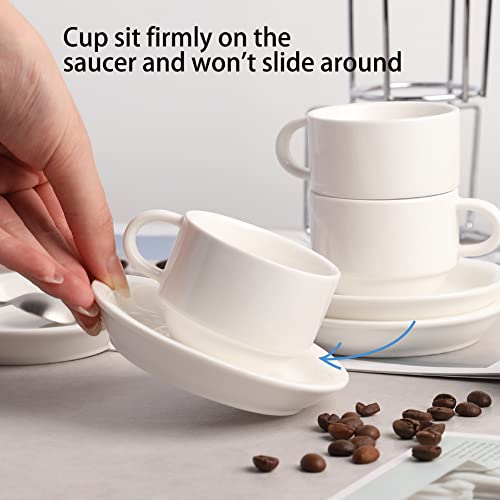 Sweejar Porcelain Espresso Cups with Saucers (4 Count)