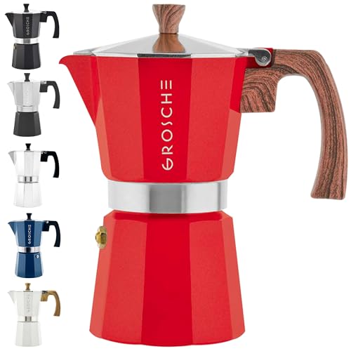 Milano Stovetop Espresso Maker Moka Pot 9 espresso Cup 15.2 oz Red