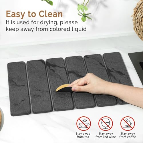 Small Stone Dish Drying Mat for Kitchen Counter (2 Count)