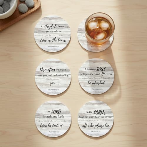 Christian Coasters Set of 6 with Holder
