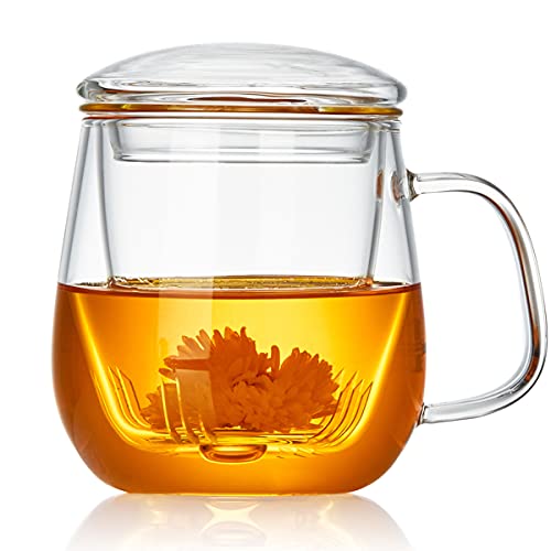 Glass Tea Cup with Infuser and Lid