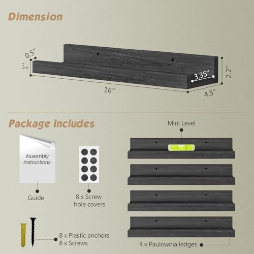 Black Picture Ledge Shelf (4 Count)