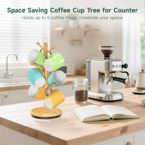 Mug Holder Tree Bamboo 360° Rotating Coffee Cup Display Rack