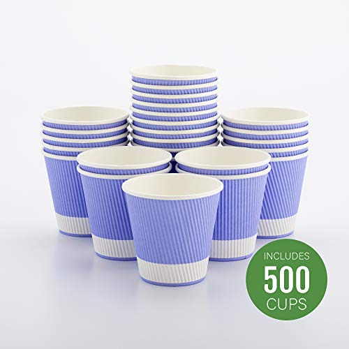 Ripple Wall Coffee Cups 500 Count 8 Ounce Insulated Light Purple Paper Cups