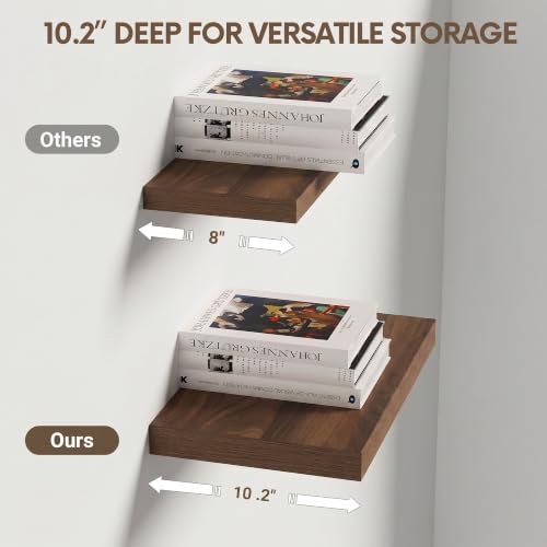 10x10 Inches Floating Shelves Wall Mounted Set of 2 (2 Count)