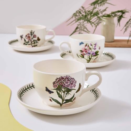 Botanic Garden 20 ounce Jumbo Cup White with Floral Design Laurel Leaf border Chili Mug