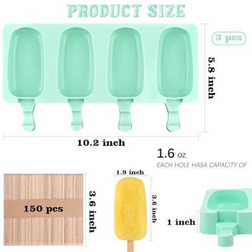 Large Oval 4 Cavities Silicone Popsicle Molds (4 Count)