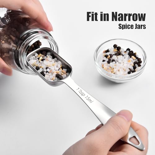 18 8 Stainless Steel Measuring Spoons with Long Handle (6 Count)