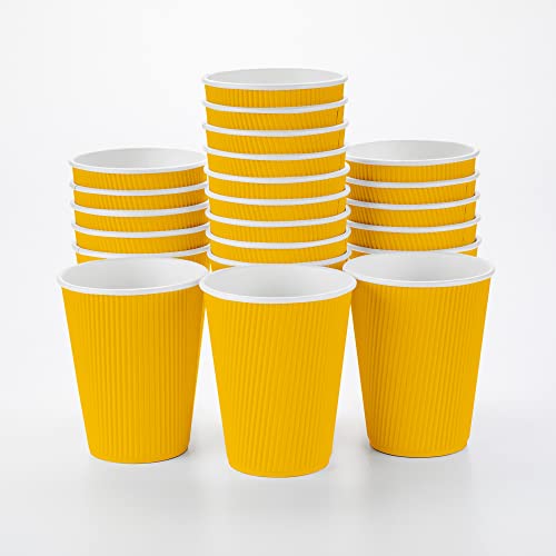 Ripple Wall Coffee Cups 500 Count 12 Ounce Insulated Yellow Paper Cups