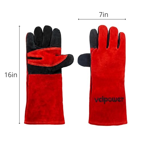 Animal Handling Gloves Size L Fit for Men & Large Hands Bite Proof Double Leather Reinforced Padding Dog