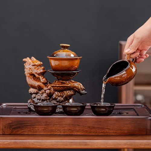 Ceramic Teapot with Infuser Semi Automatic Tea Set Magic Teapot with 8 cups Gradient Color