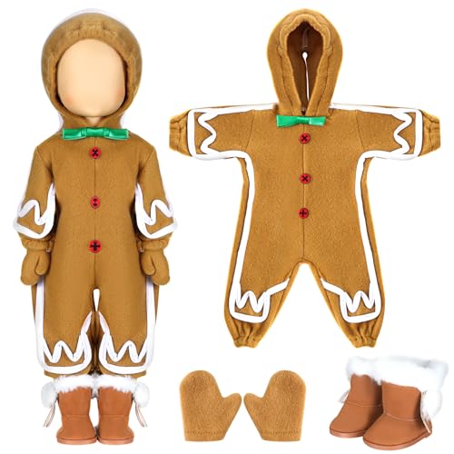 1 Sets Christmas Doll Clothes 18 Inch Gingerbread Man for 18 Inch Doll Costume Outfits Accessories Xmas Gifts (2 Count)
