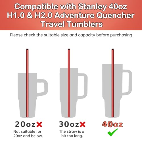 12” Heart Shaped Stainless Steel Straws Fit for Stanley Tumbler 40oz (10 Count)