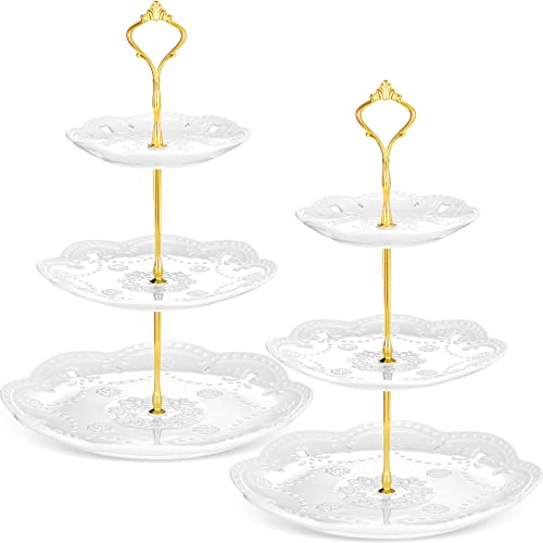 2 Pcs 3 Tier Porcelain Cupcake Stand (2 Count)