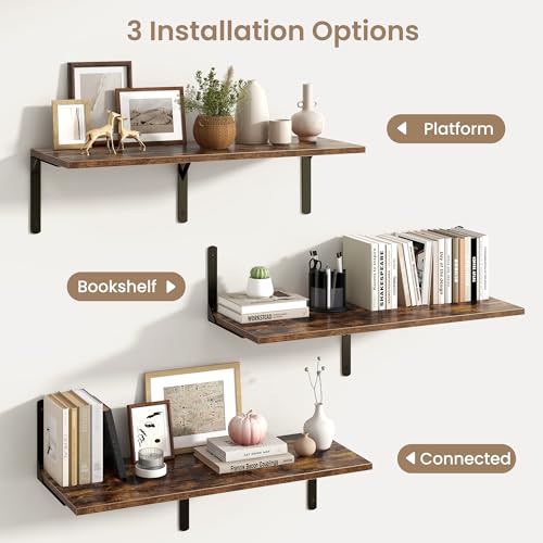 Rustic Brown 12 Inch Deep Floating Shelves Set of 2 (2 Count)