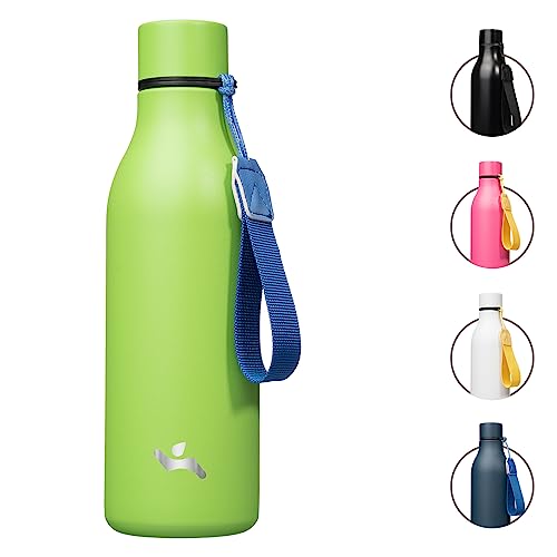 18 oz Insulated Stainless Steel Metal Water Bottle with Strap