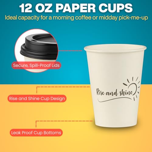 Disposable Coffee Cups with Lids (50 Count)