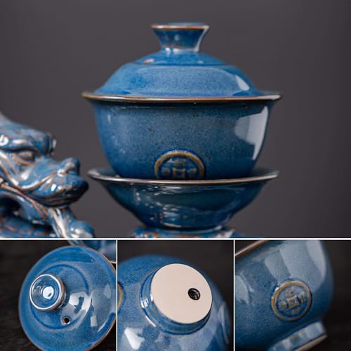 Ceramic Teapot with Infuser Semi Automatic Tea Set Magic Teapot with 8 cups Gradient Color