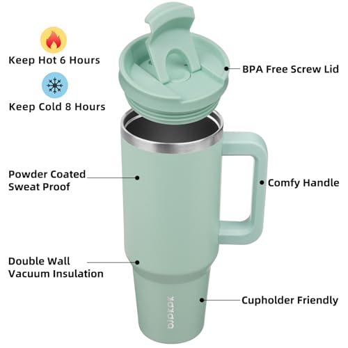 40 oz Insulated Tumbler with Handle & Straw