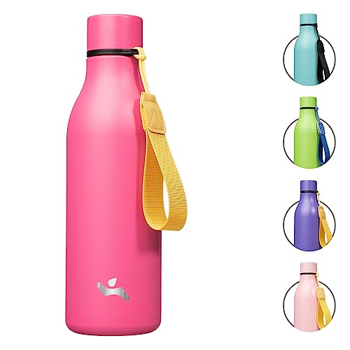 18 oz Insulated Stainless Steel Metal Water Bottle with Strap