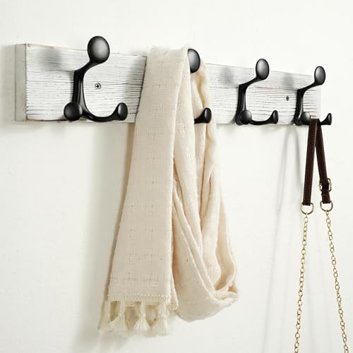 24 Inch Wood Coat Rack Wall Mount with 4 Triple Hooks (2 Count)
