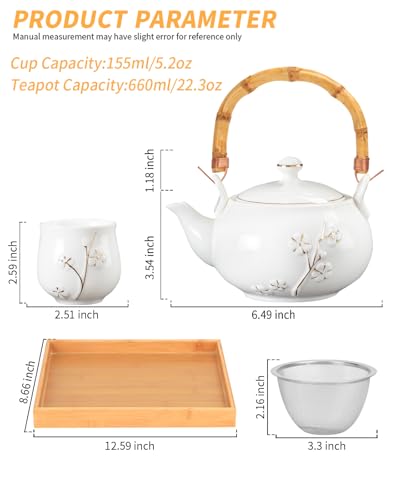 Japanese Tea Set Porcelain Tea Set with Teapot and Tea Cup Set for 4