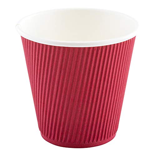 Ripple Wall Coffee Cups 500 Count 8 Ounce Insulated Crimson Paper Cups