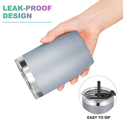 Stainless Steel 12 oz Tumblers bulk Vacuum Insulated Double Wall Travel Tumbler with Lid and Straw Reusable Tumbler (6 Count)